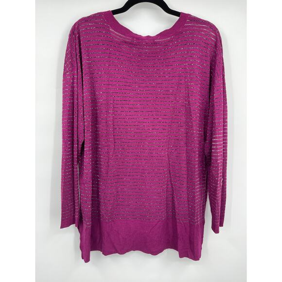 Daisy Fuentes Purple Knitted Long Sleeve Sweater Top Side Slit Womens Size XL - Picture 2 of 10